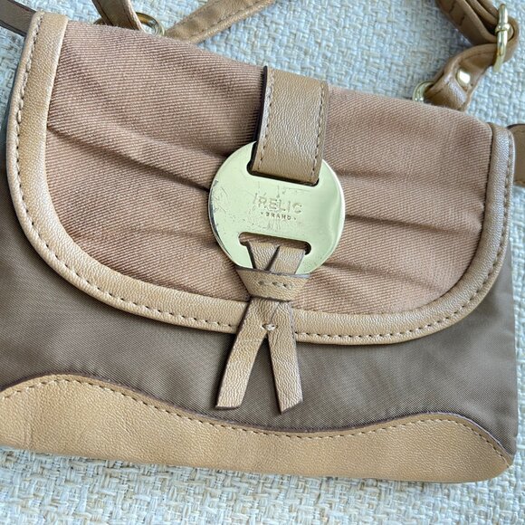 RELIC crossbody bag Brown canvas/ leather bag Women's shoulder bags - Picture 2 of 8
